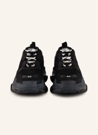 Balenciaga Triple S Plateau-Sneaker Damen, Schwarz