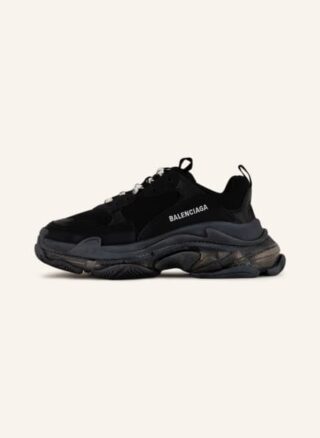 Balenciaga Triple S Plateau-Sneaker Damen, Schwarz