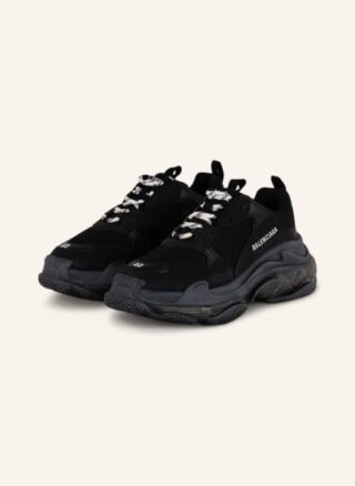 Balenciaga Triple S Plateau-Sneaker Damen, Schwarz