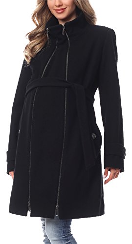 Be Mammy BE20-225 Wollmantel Damen, Schwarz