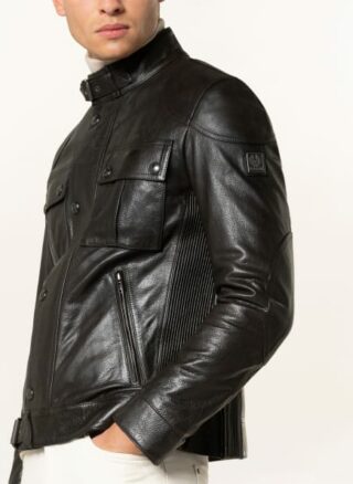 Belstaff Gangster Lederjacke Herren, Schwarz