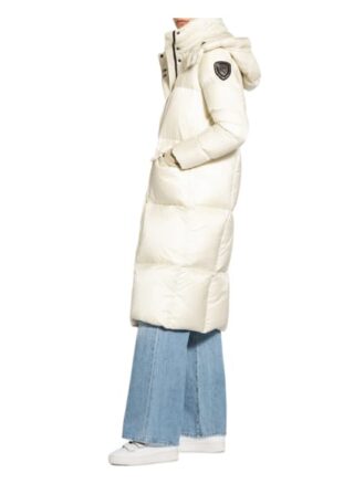 Blauer Daunenmantel Damen, Weiß
