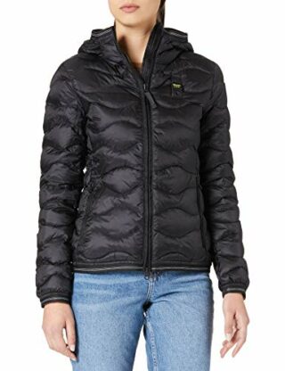 Blauer Giubbini Corti Imbottito Piuma Daunenjacke Damen, Schwarz
