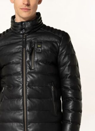 Blauer Lederjacke Herren, Schwarz