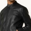 Boss Gemos Lederjacke Herren, Schwarz