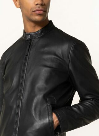 Boss Gemos Lederjacke Herren, Schwarz