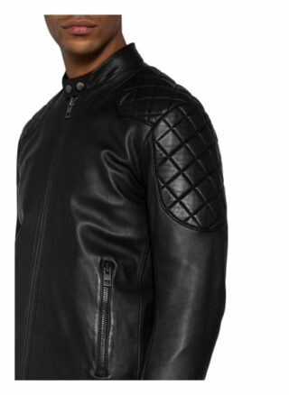 Boss Jador Lederjacke Herren, Schwarz