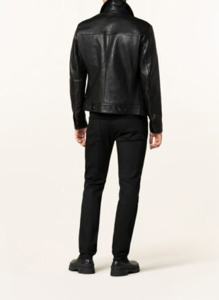 Boss Naican Lederjacke Herren, Schwarz