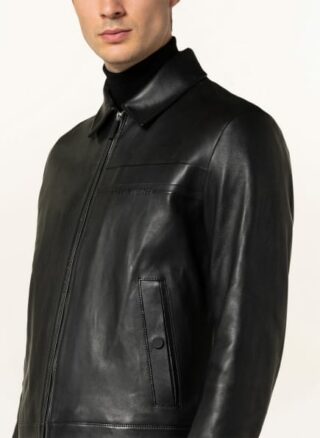 Boss Naican Lederjacke Herren, Schwarz
