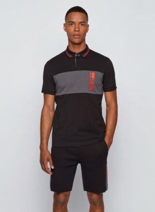 Boss Pavel Poloshirt Herren, Schwarz