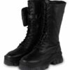 Bronx Plateau-Schnürboots Damen, Schwarz