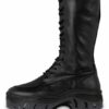 Bronx Plateau-Schnürboots Damen, Schwarz