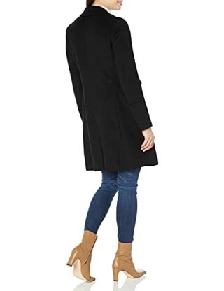 Calvin Klein Button Front Single Wollmantel Damen, Schwarz