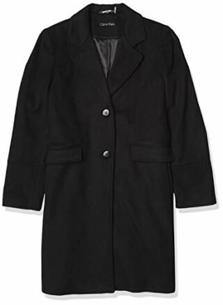 Calvin Klein Button Front Single Wollmantel Damen, Schwarz
