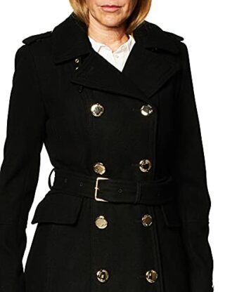 Calvin Klein Double Breated Wollmantel Damen, Schwarz