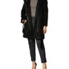 Calvin Klein Faux fur Shall Collared Wollmantel Damen, Schwarz