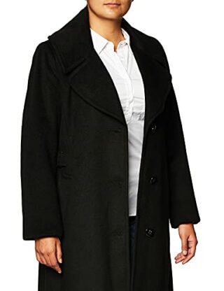Calvin Klein Notch Collar Maxi Wollmantel Damen, Schwarz