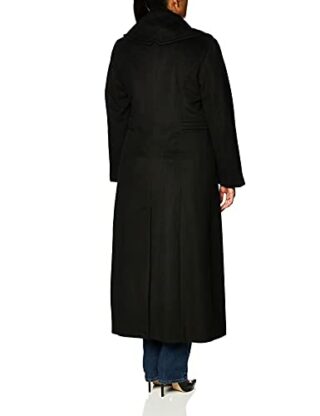 Calvin Klein Notch Collar Maxi Wollmantel Damen, Schwarz