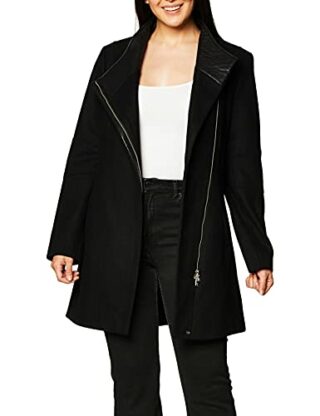 Calvin Klein Wool Asymmetrical Coat Wollmantel Damen, Schwarz