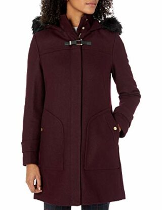 Cole Haan Wool Twill Coat Damen, Rot