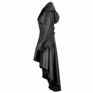 Dark In Love Ledermantel Damen, Schwarz