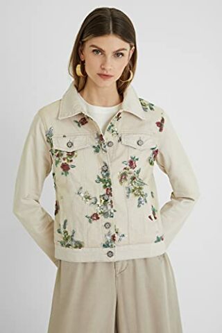 Desigual Jeansjacke Damen, Beige