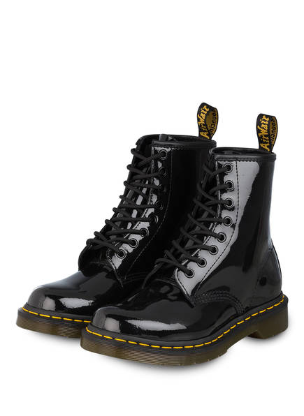 Dr. Martens 1460 Patent Lack-Schnürboots Damen, Schwarz Dr. Martens 1460 Patent Lack-Schnürboots Damen, Schwarz