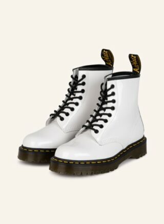 Dr. Martens 1460 Patent Lamper Biker Boots Damen, Weiß