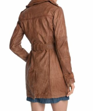 ESPRIT 014EE1G008 Ledermantel Damen, Braun