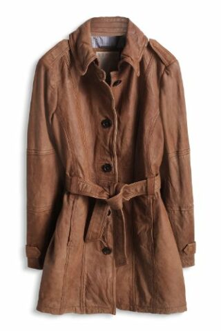 ESPRIT 014EE1G008 Ledermantel Damen, Braun