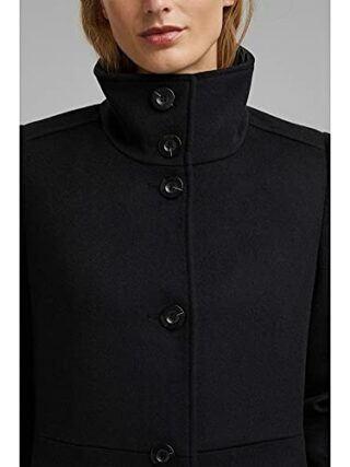 ESPRIT 991EO1G309 Wollmantel Damen, Schwarz