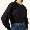 EVA MANN Eva Blusenshirt Damen, Schwarz
