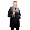 FOX FASHION Ledermantel Damen, Schwarz