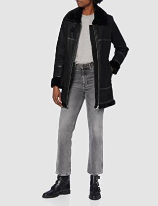 Freaky Nation Arctic Ledermantel Damen, Schwarz