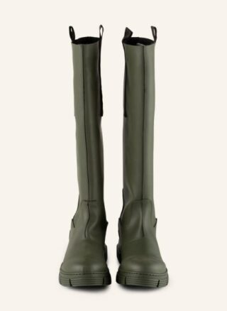 Ganni Gummistiefel Damen, Grün