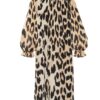 Ganni Plisseekleid Damen, Braun