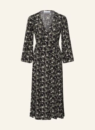 Ganni Wickelkleid Damen, Schwarz