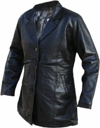 German Wear-Store Ledermantel Damen, Schwarz