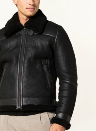 Goosecraft Lederjacke Herren, Schwarz