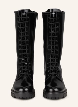 HUGO Axel Schnürstiefel Damen, Schwarz