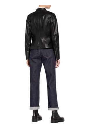 HUGO Libra Lederjacke Damen, Schwarz