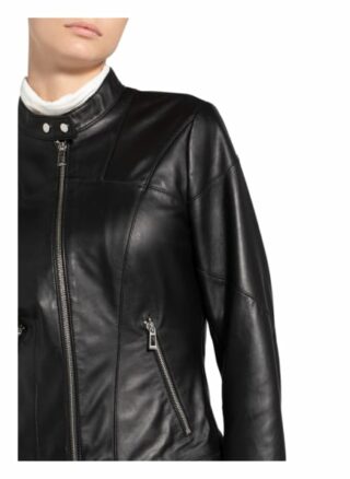 HUGO Libra Lederjacke Damen, Schwarz