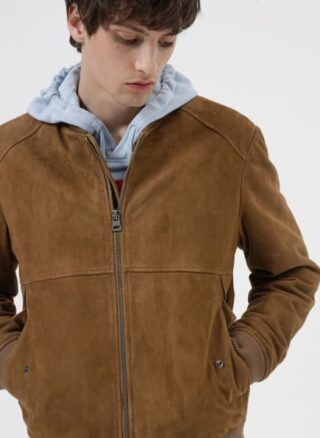 HUGO Liku Lederjacke Herren, Braun