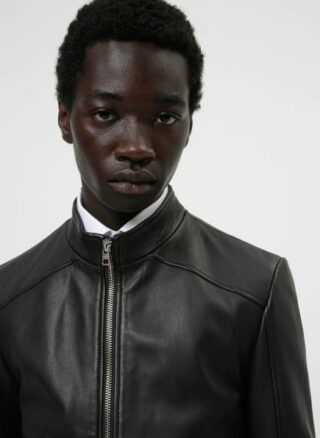 HUGO Lokis Lederjacke Herren, Schwarz