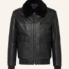 HUGO Lyan Lederjacke Herren, Schwarz