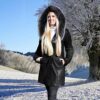 Hollert Florence Ledermantel Damen, Schwarz