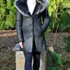 Hollert Florence Ledermantel Damen, Schwarz