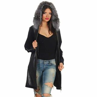 Hollert IZERA Ledermantel Damen, Schwarz