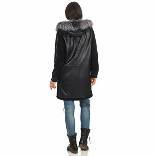 Hollert IZERA Ledermantel Damen, Schwarz