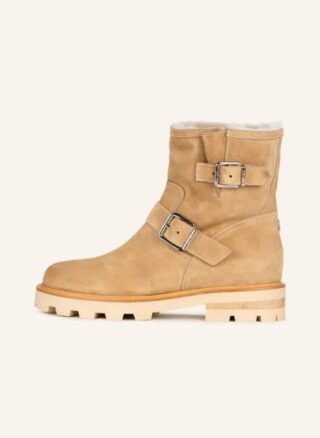 Jimmy Choo Boots Youth Biker Boots Damen, Beige